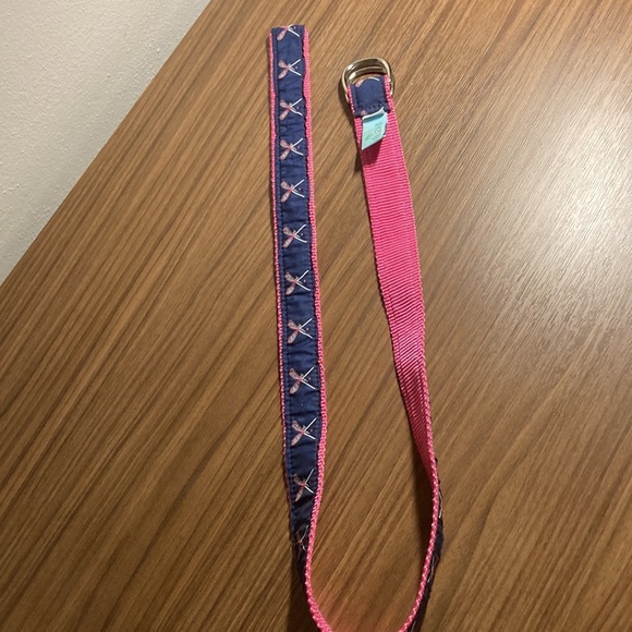 Leather Man Essex CT tennis lacrosse racket print belt Med made in USA Eliza B. - Picture 5 of 7